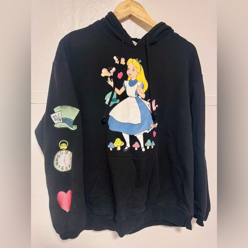 Disney Alice in Wonderland Black Hoodie Sweatshirt
